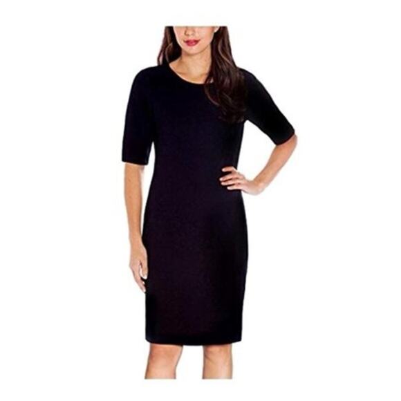 NWT Mario Serrani Womens Black Textured Knit‎ Sheath Dress Medium - Picture 1 of 13